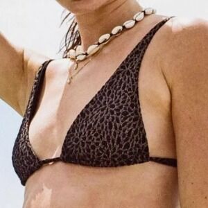 Andie‎ x Demi Moore AT255 Tropez Brocade Triangle Bikini Top Medium Gold Black